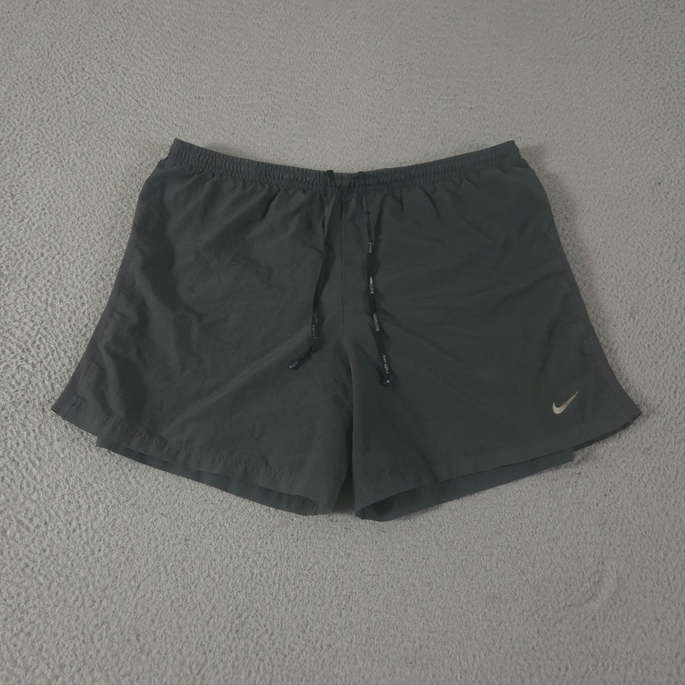 VINTAGE Nike Shorts Mens XXL Charcoal Dri-Fit Running Brief Lined 5" Workout 00s